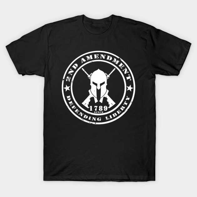 White Spartan Helmet | Defending Liberty | 2nd amendment T-Shirt by DazzlingApparel